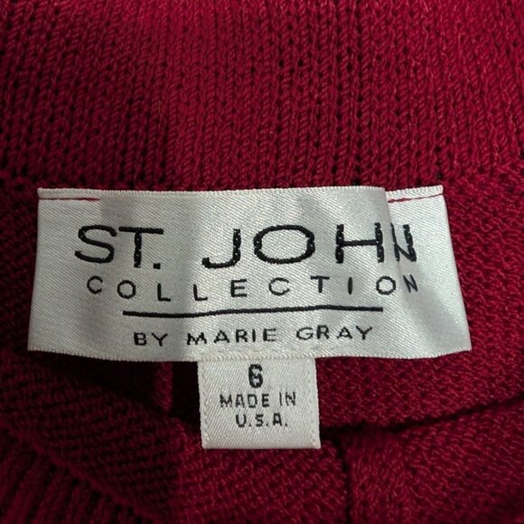 Vintage St John Santana Knit Pants Womens Size 6 Red Wide Leg Pull On USA Made - Picture 4 of 15